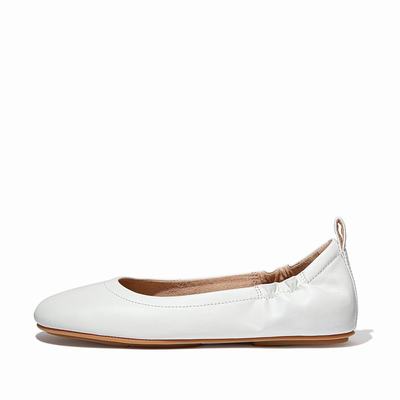 Fitflop Women's ALLEGRO Soft Leather Ballet Flats - White, JN2731064